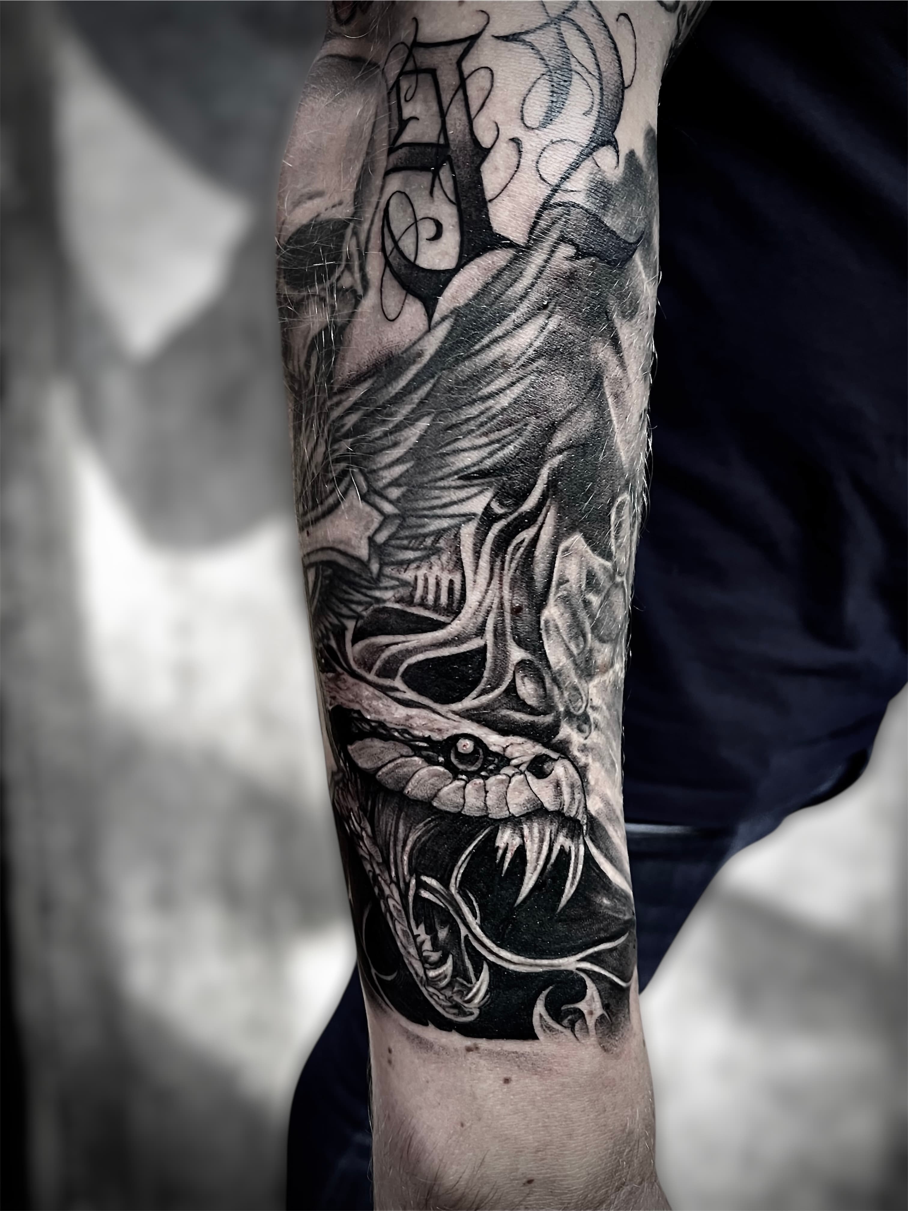 Black and Grey tattoo by Marcel Joaquim