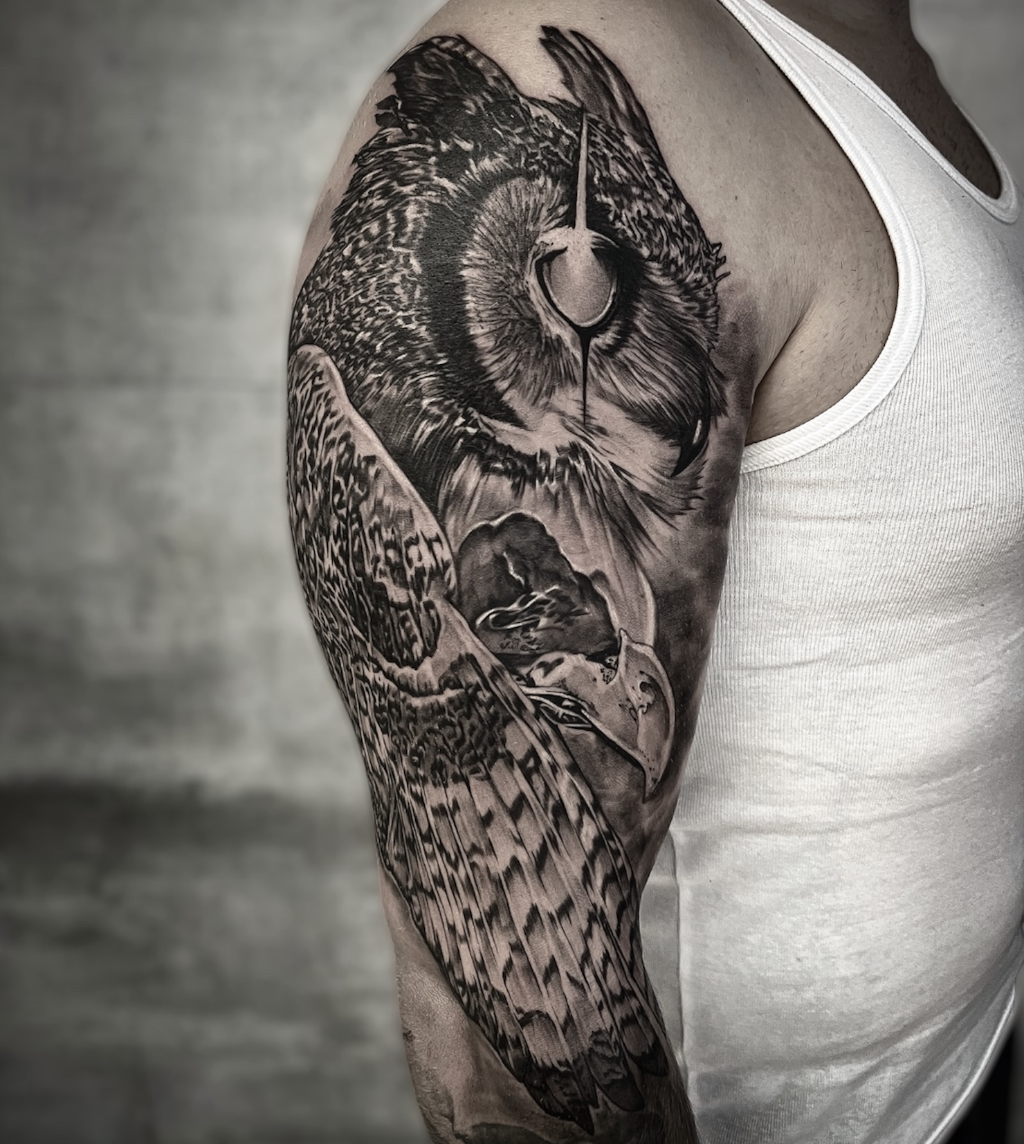 Black and grey tattoo by Marcel Joaquim